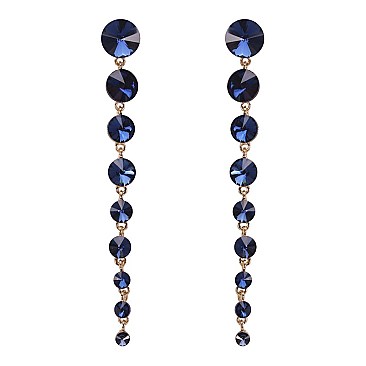 FASHIONABLE ROUND STONE DANGLE POST EARRING