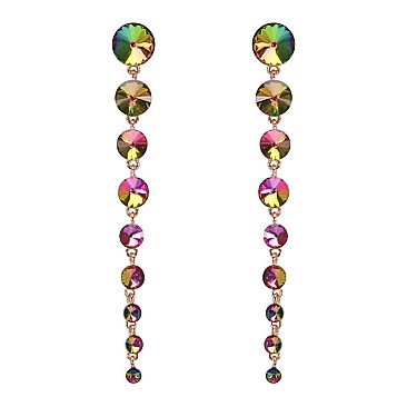 FASHIONABLE ROUND STONE DANGLE POST EARRING