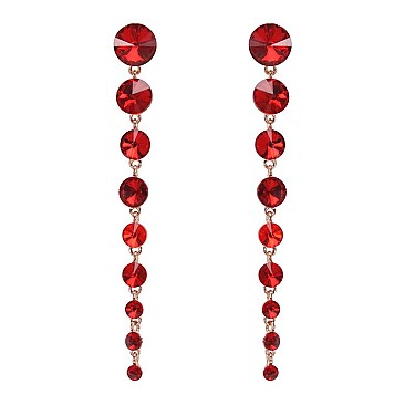 FASHIONABLE ROUND STONE DANGLE POST EARRING