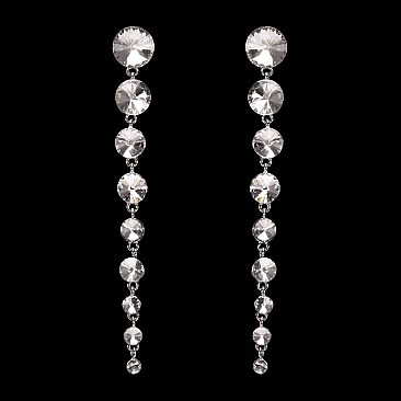 FASHIONABLE ROUND STONE DANGLE POST EARRING