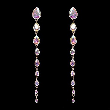 FASHIONABLE TEARDROP STONE DANGLE POST EARRING SLEY8934