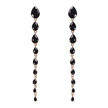 FASHIONABLE TEARDROP STONE DANGLE POST EARRING SLEY8934