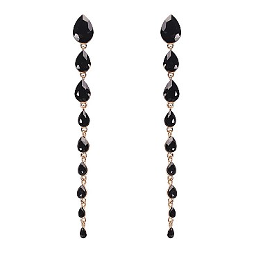 FASHIONABLE TEARDROP STONE DANGLE POST EARRING SLEY8934