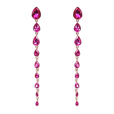 FASHIONABLE TEARDROP STONE DANGLE POST EARRING SLEY8934