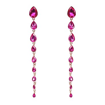 FASHIONABLE TEARDROP STONE DANGLE POST EARRING SLEY8934