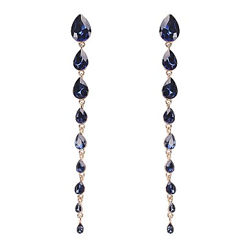 FASHIONABLE TEARDROP STONE DANGLE POST EARRING SLEY8934