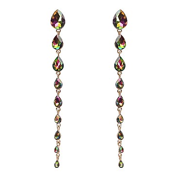 FASHIONABLE TEARDROP STONE DANGLE POST EARRING SLEY8934