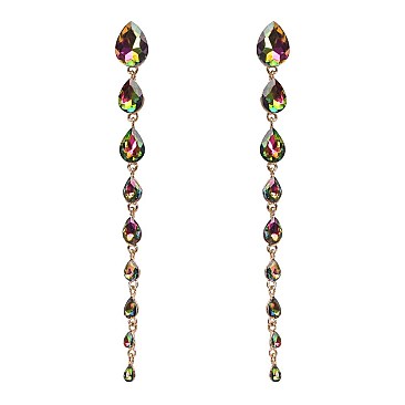 FASHIONABLE TEARDROP STONE DANGLE POST EARRING SLEY8934