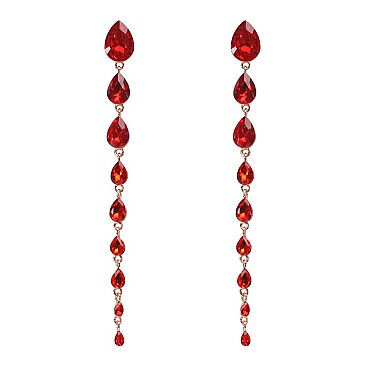 FASHIONABLE TEARDROP STONE DANGLE POST EARRING SLEY8934