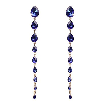 FASHIONABLE TEARDROP STONE DANGLE POST EARRING SLEY8934