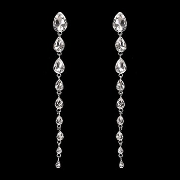 FASHIONABLE TEARDROP STONE DANGLE POST EARRING SLEY8934