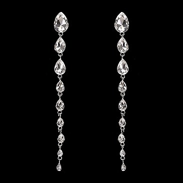 FASHIONABLE TEARDROP STONE DANGLE POST EARRING SLEY8934