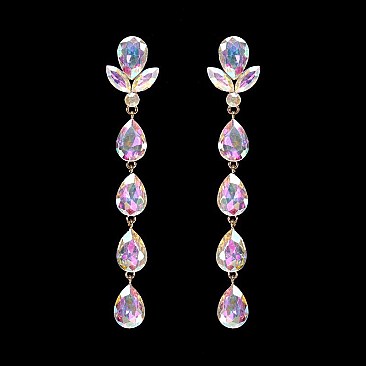 FASHIONABLE FLORAL DROP STONE POST EARRINGS SLEY8935