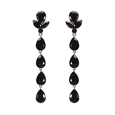 FASHIONABLE FLORAL DROP STONE POST EARRINGS SLEY8935
