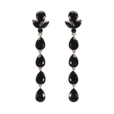 FASHIONABLE FLORAL DROP STONE POST EARRINGS SLEY8935