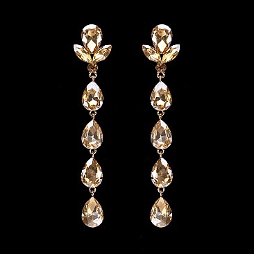 FASHIONABLE FLORAL DROP STONE POST EARRINGS SLEY8935