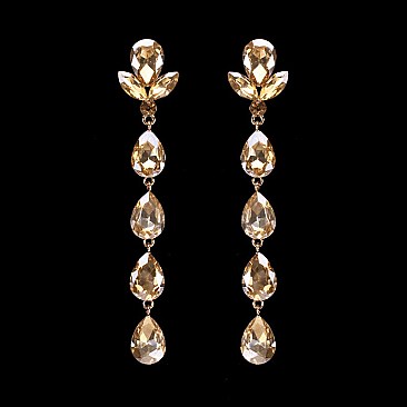 FASHIONABLE FLORAL DROP STONE POST EARRINGS SLEY8935