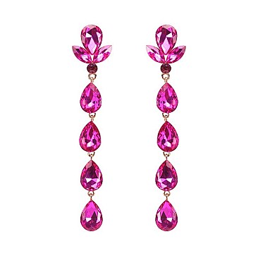 FASHIONABLE FLORAL DROP STONE POST EARRINGS SLEY8935