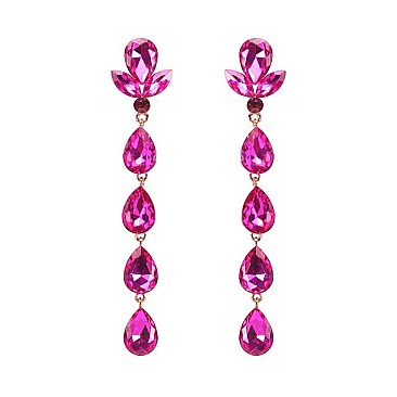 FASHIONABLE FLORAL DROP STONE POST EARRINGS SLEY8935