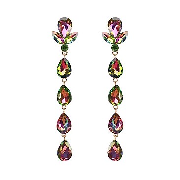 FASHIONABLE FLORAL DROP STONE POST EARRINGS SLEY8935