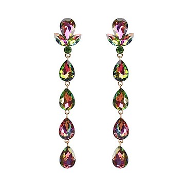 FASHIONABLE FLORAL DROP STONE POST EARRINGS SLEY8935