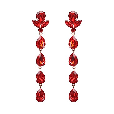 FASHIONABLE FLORAL DROP STONE POST EARRINGS SLEY8935