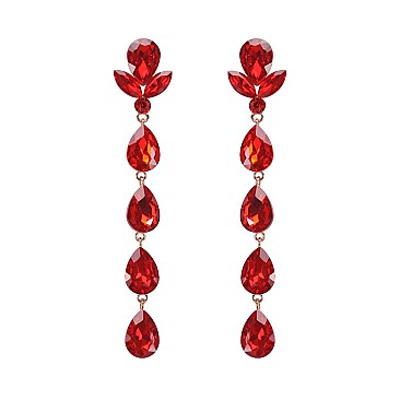 FASHIONABLE FLORAL DROP STONE POST EARRINGS SLEY8935