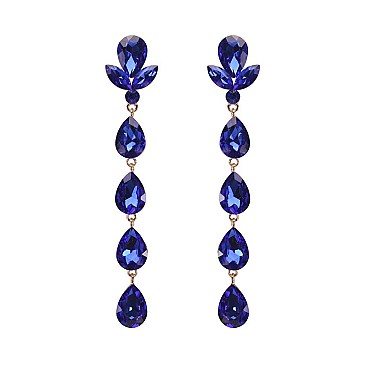 FASHIONABLE FLORAL DROP STONE POST EARRINGS SLEY8935