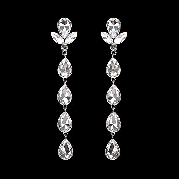 FASHIONABLE FLORAL DROP STONE POST EARRINGS SLEY8935