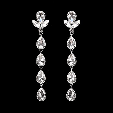 FASHIONABLE FLORAL DROP STONE POST EARRINGS SLEY8935