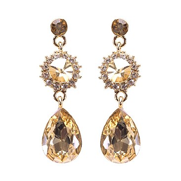 FASHIONABLE RHINESTONE TEADROP POST EARRING SLEY9417