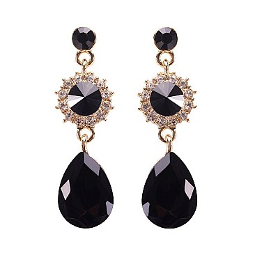 FASHIONABLE RHINESTONE TEADROP POST EARRING SLEY9417