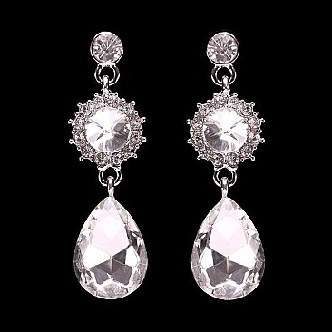 FASHIONABLE RHINESTONE TEADROP POST EARRING SLEY9417