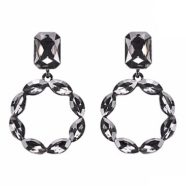 FASHIONABLE RHINESTONE POST EARRING W/ CIRCLE DROP SLEY9419