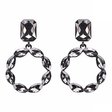 FASHIONABLE RHINESTONE POST EARRING W/ CIRCLE DROP SLEY9419