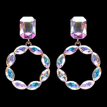 FASHIONABLE RHINESTONE POST EARRING W/ CIRCLE DROP SLEY9419