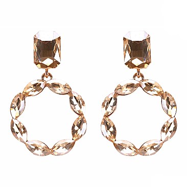 FASHIONABLE RHINESTONE POST EARRING W/ CIRCLE DROP SLEY9419