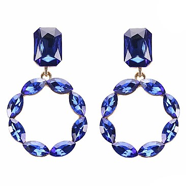 FASHIONABLE RHINESTONE POST EARRING W/ CIRCLE DROP SLEY9419