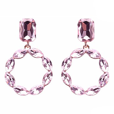 FASHIONABLE RHINESTONE POST EARRING W/ CIRCLE DROP SLEY9419