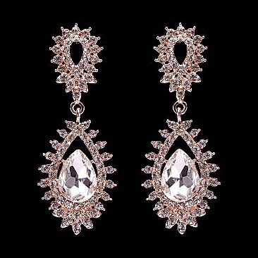 FASHIONABLE TEARDROP FILIGREE STONE EARRING SLEY9420