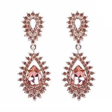 FASHIONABLE TEARDROP FILIGREE STONE EARRING SLEY9420