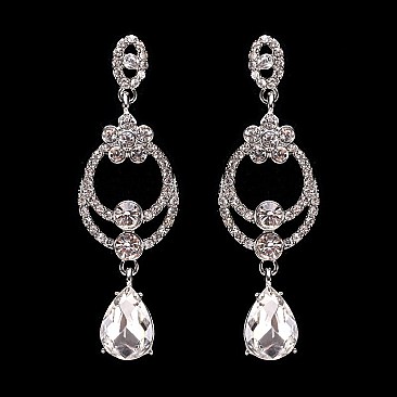 FASHIONABLE RHINESTONE EARRING W/ TEARDROP SLEY9421