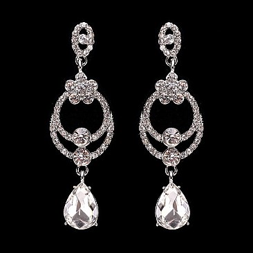 FASHIONABLE RHINESTONE EARRING W/ TEARDROP SLEY9421