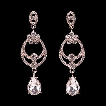 FASHIONABLE RHINESTONE EARRING W/ TEARDROP SLEY9421