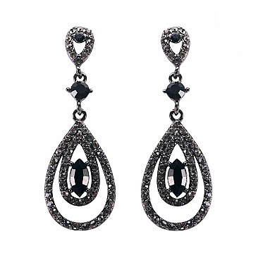 FASHIONABLE DOUBLE TEARDROP RHINESTONE POST EARRINGS SLEY9422