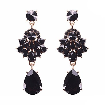 FASHIONABLE RHINESTONE CLUSTER ER W/ TEARDROP SLEY9423