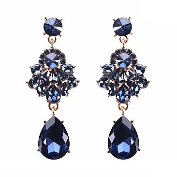 FASHIONABLE RHINESTONE CLUSTER ER W/ TEARDROP SLEY9423