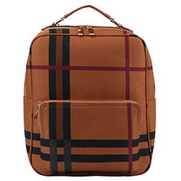 Plaid Check Linen Convertible Backpack