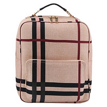 Plaid Check Linen Convertible Backpack