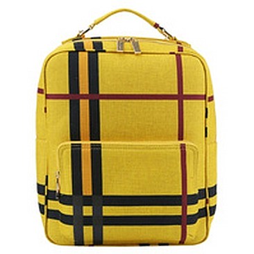 Plaid Check Linen Convertible Backpack